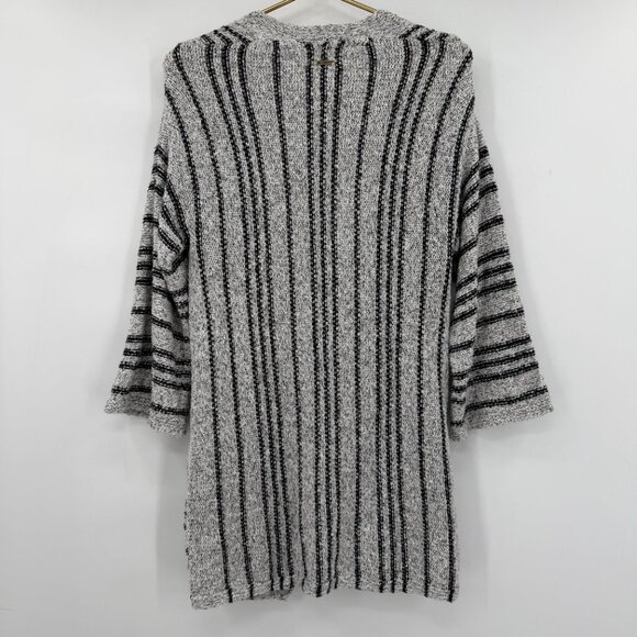 Billabong Good Times Striped Open Front Cardigan Sweater Gray Black Women’s S - Picture 4 of 9